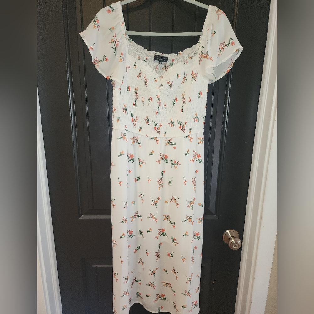White Floral Flutter Sleeve Sundress